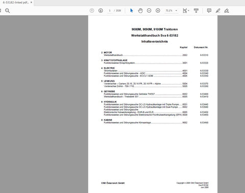 Discover the ultimate resource for maintaining your STEYR 9080M, 9090M, and 9100M tractors with the comprehensive Service Manual (6-53182) in PDF format. This essential guide is designed to provide you with detailed information on troubleshooting, repairs, and maintenance procedures, ensuring your tractor operates at peak performance.