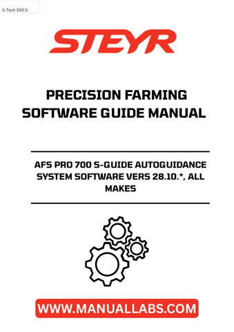 Elevate your farming efficiency with the STEYR AFS PRO 700 S-Guide Autoguidance System Software, version 28.10. This cutting-edge precision farming software is designed to streamline your agricultural operations, ensuring optimal performance across all makes of equipment. With its user-friendly interface and advanced features, you can easily navigate and manage your farming tasks with precision.