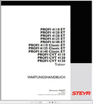 Discover the essential STEYR Agricultural Tractor Maintenance Manual for models PROFI 4110 – 6140 ET and PROFI CVT 4110 – 4130. This comprehensive PDF file is designed to provide you with all the necessary information to keep your tractor running smoothly and efficiently.