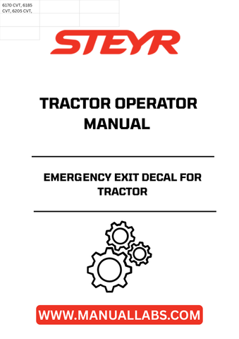 Ensure the safety of your tractor operations with the STEYR Emergency Exit Decal for Tractor Operator Manual (Part Number: 51559858). This essential decal provides clear and concise instructions for emergency exits, promoting quick and efficient responses in critical situations.