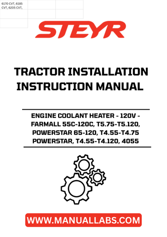 Introducing the STEYR Engine Coolant Heater, designed specifically for a range of STEYR tractor models including the Farmall 55C-120C, T5.75-T5.120, Powerstar 65-120, and T4.55-T4.120. This 120V heater ensures optimal engine performance by preheating the coolant, making cold starts easier and reducing wear on your engine during those chilly mornings.