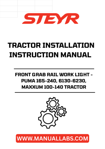 Introducing the STEYR Front Grab Rail Work Light, designed specifically for the Puma 165-240, 6130-6230, and Maxxum 100-140 tractors. This high-quality work light enhances visibility during nighttime operations, ensuring you can work efficiently and safely in low-light conditions. Its robust construction guarantees durability, making it an essential addition to your tractor's equipment.