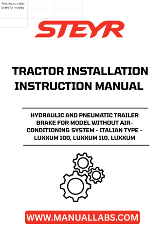 Upgrade your STEYR tractor with the Italian Type Hydraulic and Pneumatic Trailer Brake, specifically designed for models without an air-conditioning system. This high-quality brake system ensures optimal performance and safety, making it an essential addition for your LUXXUM 100 or LUXXUM 110 tractors.
