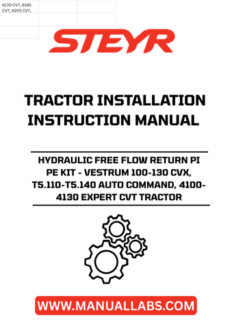Upgrade your STEYR tractor with the Hydraulic Free Flow Return Pipe Kit, specifically designed for Vestrum 100-130 CVX, T5.110-T5.140 Auto Command, and 4100-4130 Expert CVT models. This essential kit ensures optimal hydraulic performance, allowing for efficient fluid return and enhancing the overall functionality of your tractor.
