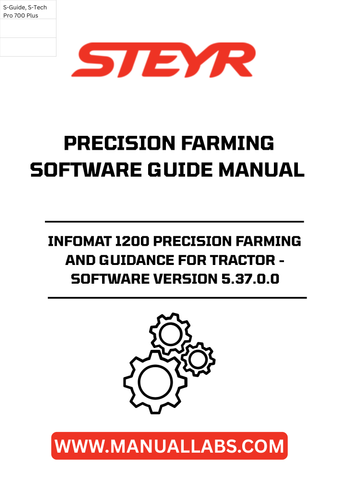Experience the future of farming with the STEYR Infomat 1200 Precision Farming and Guidance Software. Designed specifically for tractors, this advanced software version 5.37.0.0 enhances your agricultural operations by providing precise guidance and data management. With its user-friendly interface, you can easily navigate through features that optimize field performance and improve crop yields.