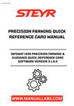 Discover the STEYR Infomat 1200 Precision Farming & Guidance Quick-Reference Card, designed to enhance your farming efficiency with the latest software version 3.1.0.0. This essential manual (part number 90499317) serves as a comprehensive guide, providing you with quick access to vital information and features that streamline your precision farming operations.