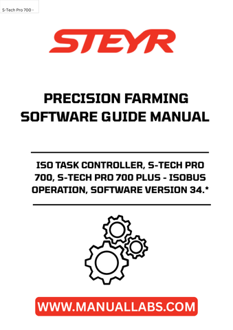 Introducing the STEYR ISO Task Controller, a cutting-edge solution designed to enhance your farming efficiency. Compatible with the S-TECH PRO 700 and S-TECH PRO 700 PLUS, this advanced controller utilizes ISOBUS operation to streamline your agricultural tasks. With software version 34.*, you can expect seamless integration and improved functionality for all your precision farming needs.