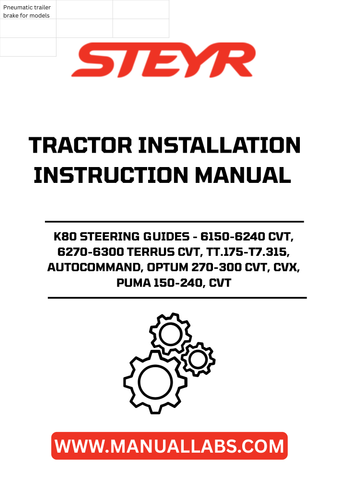 Introducing the STEYR K80 Steering Guides, designed specifically for a range of high-performance tractors including the 6150-6240 CVT, 6270-6300 TERRUS CVT, TT.175-T7.315, AUTOCOMMAND, OPTUM 270-300 CVT, CVX, and PUMA 150-240 CVT models. These steering guides are engineered to enhance maneuverability and precision, ensuring that your tractor operates at its best in any agricultural setting.
