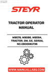 Discover the essential STEYR M9078, M9086, and M9094 Tractor Operator Manual, designed specifically for models with serial number DBD0061736. This comprehensive guide is your go-to resource for maximizing the performance and longevity of your tractor, ensuring you have all the information you need at your fingertips.