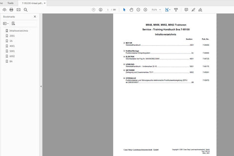 Discover the ultimate resource for your STEYR M948, M958, M952, and M963 tractors with the comprehensive Service Manual 7-95100. This PDF file is meticulously designed to provide you with detailed insights and step-by-step instructions, ensuring that you can maintain and repair your tractor with confidence.