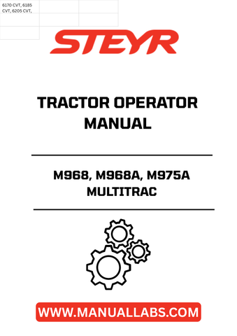Discover the essential STEYR M968, M968A, M975A Multitrac Tractor Operator Manual - 6-7360, your go-to resource for maximizing the performance and longevity of your tractor. This comprehensive manual provides detailed instructions, ensuring you operate your equipment safely and efficiently.