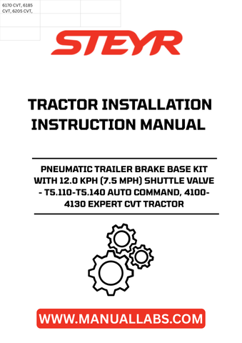Upgrade your STEYR tractor with the Pneumatic Trailer Brake Base Kit, designed specifically for T5.110 to T5.140 Auto Command and 4100-4130 Expert CVT models. This essential kit includes a 12.0 KPH (7.5 MPH) shuttle valve, ensuring optimal performance and safety during your towing operations.