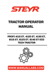 Discover the essential STEYR PROFI ECO TECH Tractor Operator Manual, designed specifically for models 4110 ET, 4120 ET, 4130 ET, 6115 ET, 6125 ET, and 6140 ET. This comprehensive guide provides you with all the necessary information to operate and maintain your tractor efficiently, ensuring optimal performance and longevity.