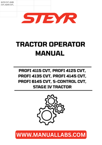 Elevate your farming experience with the STEYR PROFI Series Operator Manual, designed specifically for the PROFI 4115 CVT, 4125 CVT, 4135 CVT, 4145 CVT, 6145 CVT, and S-CONTROL CVT models. This comprehensive guide provides essential information to help you maximize the performance and efficiency of your Stage IV tractor.