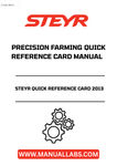 Enhance your farming efficiency with the STEYR Quick Reference Card 2013, designed specifically for precision farming. This manual serves as an essential tool for operators, providing quick access to vital information and operational guidelines tailored to your STEYR equipment.