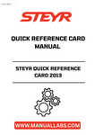Enhance your farming efficiency with the STEYR Quick Reference Card 2013. This precision farming manual is designed to provide you with essential information at your fingertips, ensuring you can make informed decisions quickly and effectively.