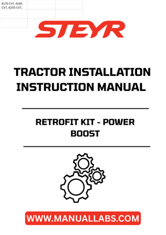 The retrofit kit is engineered for seamless integration with your existing STEYR tractor model, providing a reliable solution for those looking to enhance their equipment's capabilities. By following the detailed instructions, you can unlock additional horsepower and torque, making your tractor more effective in tackling demanding jobs, whether in the field or on the farm.