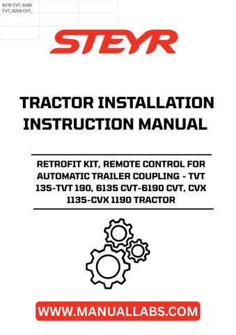 Upgrade your STEYR tractor with the innovative Retrofit Kit for Remote Control of Automatic Trailer Coupling. Designed specifically for models TVT 135 to TVT 190 and CVT 6135 to 6190, as well as CVX 1135 to CVX 1190, this kit enhances your operational efficiency by allowing seamless trailer coupling from the comfort of your cab.