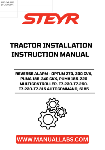 Introducing the STEYR Reverse Alarm, designed specifically for a range of high-performance tractors including the OPTUM 270, 300 CVX, PUMA 185-240 CVX, PUMA 185-220 Multicontroller, T7.230-T7.260, T7.230-T7.315 Autocommand, and 6185 models. This essential safety feature ensures that you can operate your machinery with confidence, alerting those nearby when your tractor is in reverse.