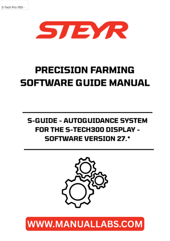 Introducing the STEYR S-GUIDE, the ultimate autoguidance system designed specifically for the S-TECH300 display. This advanced software version 27.* enhances your precision farming capabilities, ensuring optimal performance and efficiency in your agricultural operations. With the S-GUIDE, you can achieve unparalleled accuracy in field navigation, reducing overlap and saving valuable resources.
