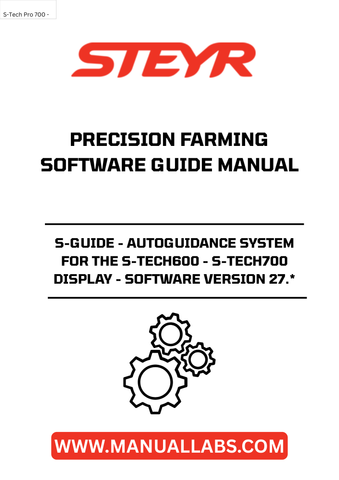 Introducing the STEYR S-Guide, the ultimate autoguidance system designed specifically for the S-Tech600 and S-Tech700 displays. This advanced software version 27.* enhances your precision farming capabilities, ensuring optimal performance and efficiency in your agricultural operations. With the S-Guide, you can achieve unparalleled accuracy in field navigation, reducing overlap and saving valuable resources.