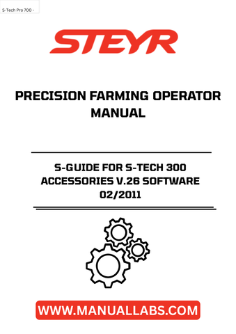 Unlock the full potential of your STEYR S-TECH 300 with the S-Guide V.26 Software, designed specifically for precision farming. This comprehensive operator manual (part number 84401180) provides essential guidance to enhance your farming efficiency and productivity. With clear instructions and detailed insights, you can seamlessly integrate advanced technology into your agricultural practices.
