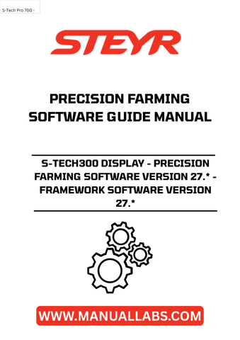 Introducing the STEYR S-TECH300 Display, your ultimate companion for precision farming. This advanced software version 27.* is designed to enhance your agricultural operations, providing you with the tools needed to optimize productivity and efficiency on your farm. With its user-friendly interface, you can easily navigate through various features tailored to meet the demands of modern farming.