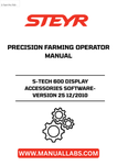 Enhance your precision farming experience with the STEYR S-TECH 600 Display Accessories Software, version 25, released in December 2010. This comprehensive operator manual (part number 84348382) is designed to optimize your agricultural operations, providing you with the essential tools and insights needed for effective farm management.