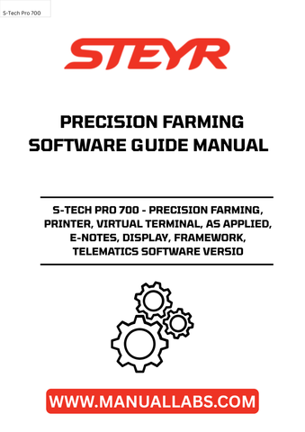 Unlock the full potential of your precision farming operations with the STEYR S-TECH PRO 700. This advanced system combines cutting-edge technology, including a virtual terminal, as-applied mapping, and e-notes, to streamline your workflow and maximize efficiency. With the included precision farming software guide manual, you'll have all the tools you need to take your farm to the next level.