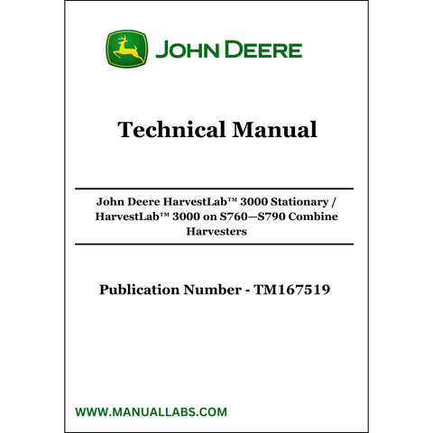 John Deere HarvestLab™ 3000 Stationary / HarvestLab™ 3000 on S760—S790 Combine Harvesters (R2 and R4 Only) Technical Manual TM167519 - PDF File Download 