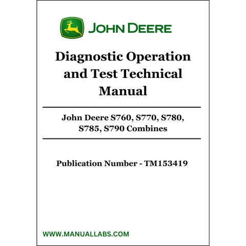 John Deere S760, S770, S780, S785, S790 Combines - Model Years 2020-2021 Diagnostic Operation and Test Technical Manual TM153419 - PDF File Download