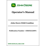 John Deere S560 Combine Operator's Manual OMH231308 - PDF File Download