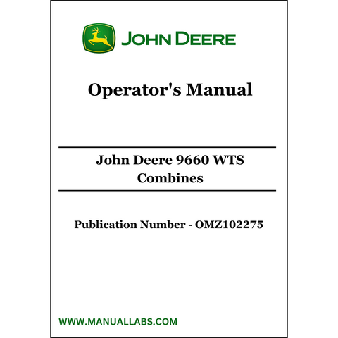 John Deere 9660 WTS Combines Operator's Manual OMZ102275 - PDF File Download