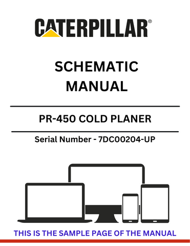 Discover the CAT PR-450 Cold Planer Schematic Manual for S/N 7DC00204-UP, powered by the robust 3408 engine. Access detailed diagrams and specifications.