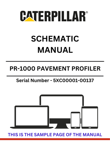 Discover the CAT PR-1000 Pavement Profiler Schematic Manual for S/N 5XC00001-00137, powered by the reliable 3208 and 3412 engines. Essential for maintenance.