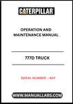 CAT 777D TRUCK OPERATION AND MAINTENANCE MANUAL S/N - AGY