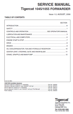 TIGERCAT 1055 FORWARDER MANUAL