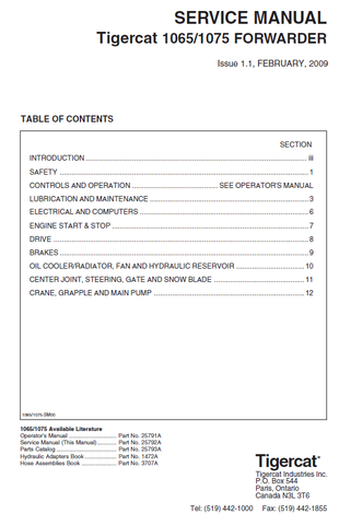 TIGERCAT 1065 REPAIR MANUAL