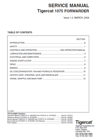 TIGERCAT 1075 REPAIR MANUAL