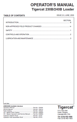 TIGERCAT 230B LOADER MANUAL