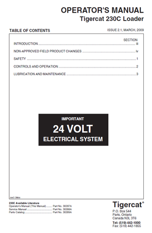 TIGERCAT 230C LOADER MANUAL
