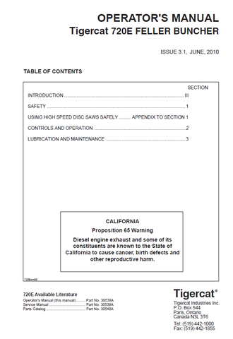 TIGERCAT 720E FELLER BUNCHER MANUAL