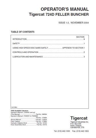 TIGERCAT 724D FELLER BUNCHER MANUAL