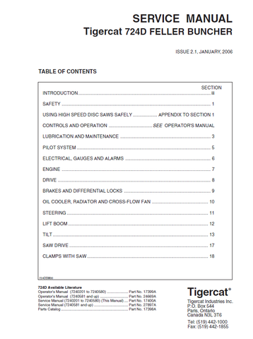 TIGERCAT 724D FELLER BUNCHER MANUAL
