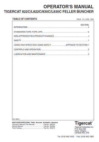 TIGERCAT 822C FELLER BUNCHER MANUAL