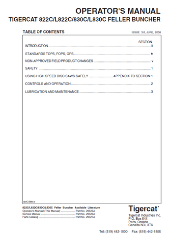 TIGERCAT 830C FELLER BUNCHER MANUAL