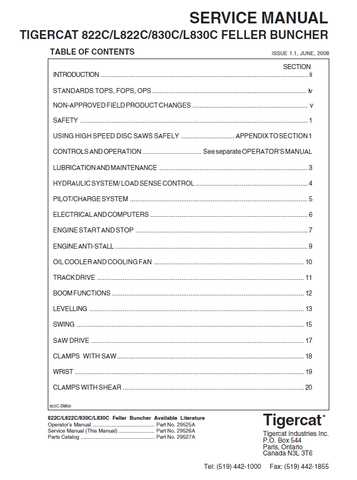 TIGERCAT 830C FELLER BUNCHER MANUAL