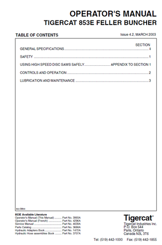 TIGERCAT 853T FELLER BUNCHER MANUAL