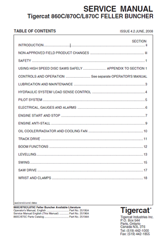 TIGERCAT 860C FELLER BUNCHER MANUAL