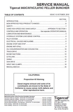 TIGERCAT 860C FELLER BUNCHER MANUAL